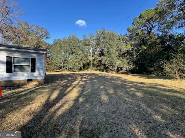 a view of a yard with a tree