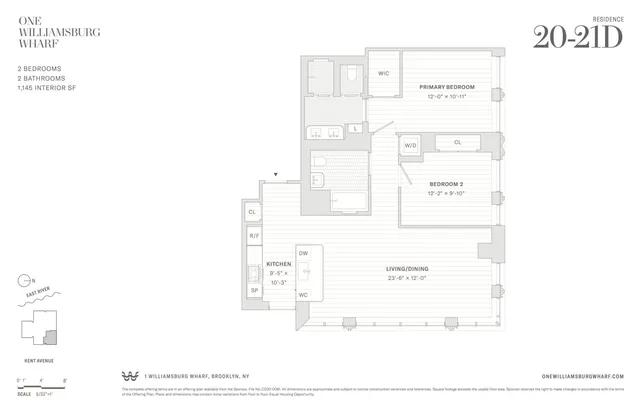 $2,400,000 | 480 Kent Avenue, Unit 21D | Williamsburg