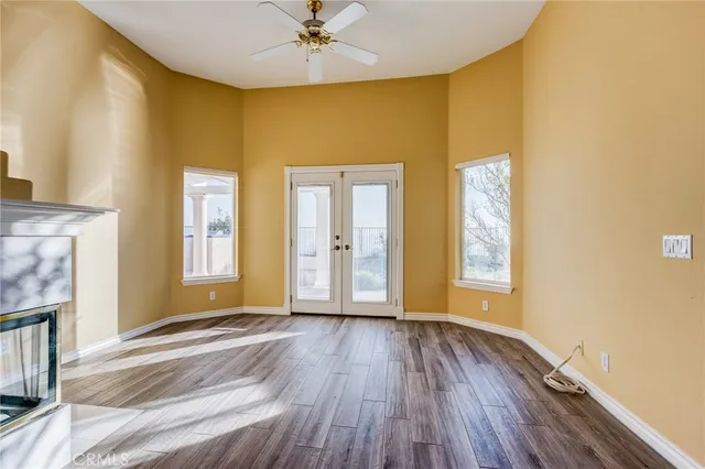 a view of a room with racks on the wall