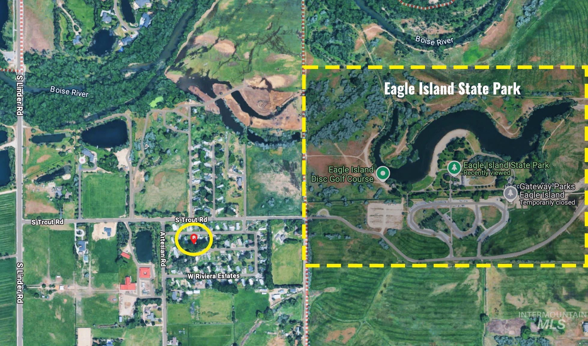 1200 Artesian Road Eagle, ID 83616 - Photo 3 of 18 Aerial map of property and surrounding area featuring property boundaries highlighted