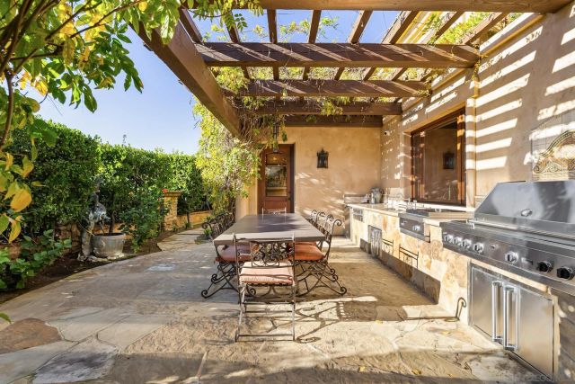 a view of a building with a fountain