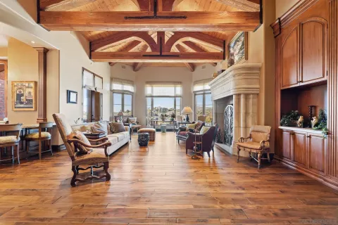 a living room with furniture