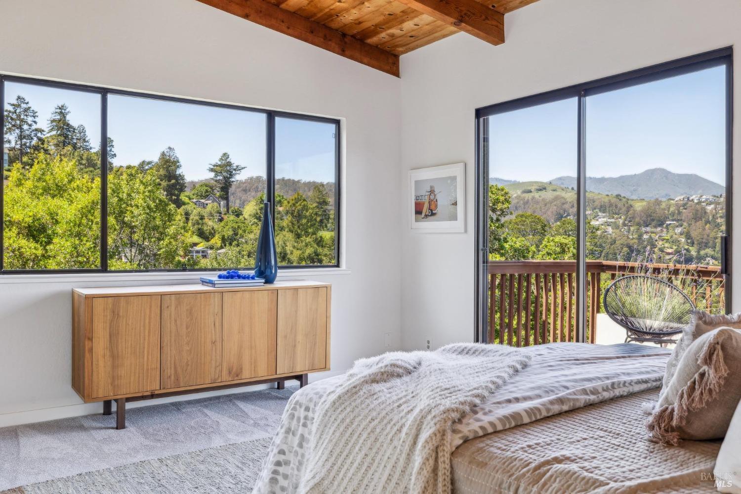 480 Live Oak Drive Mill Valley, CA 94941 - Photo 18 of 71 a bedroom with a bed and a large window