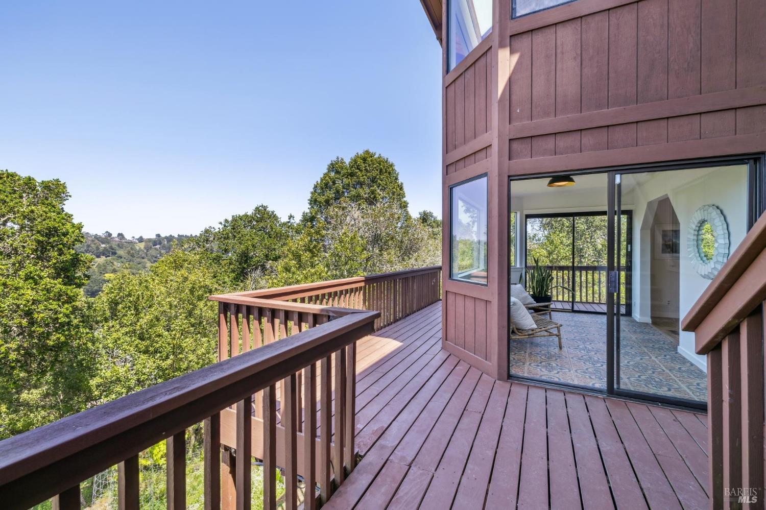 480 Live Oak Drive Mill Valley, CA 94941 - Photo 39 of 71 a view of balcony with wooden floor and fence