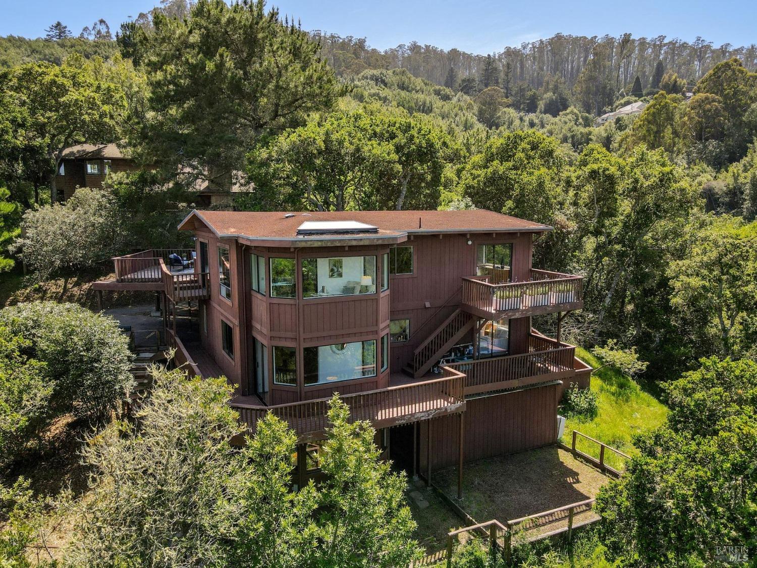 480 Live Oak Drive Mill Valley, CA 94941 - Photo 59 of 71 an aerial view of a house with a garden