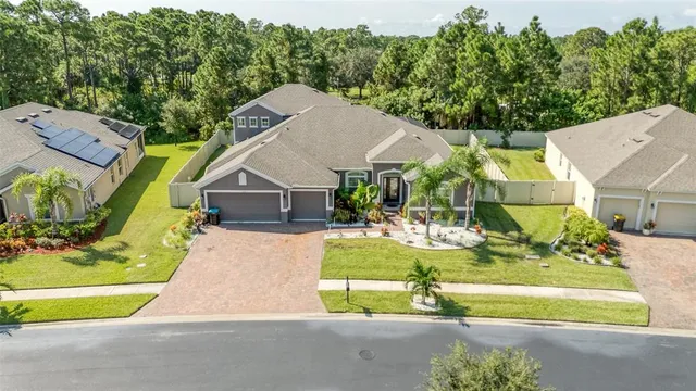 an aerial view of a house