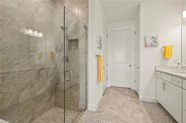 a view of a room with racks on the wall