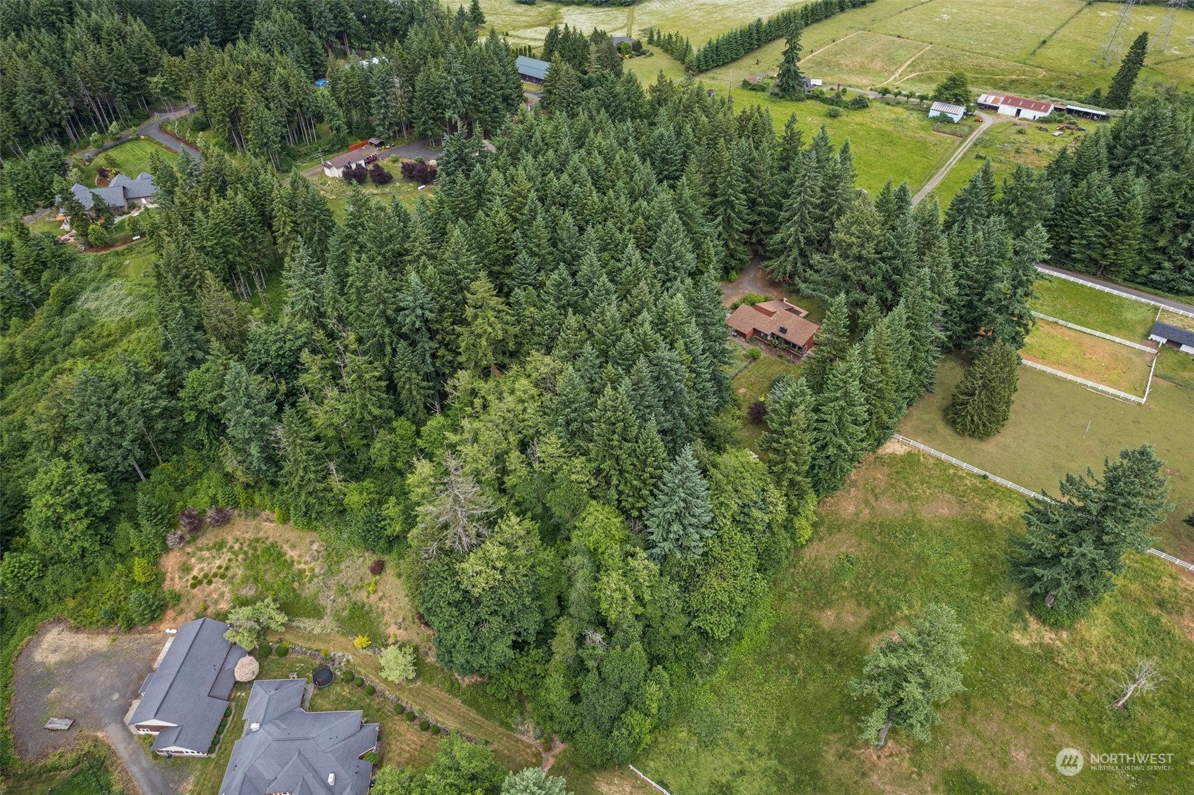 289 Kennicott Road Chehalis, WA 98532 - Photo 35 of 40 an aerial view of residential house with outdoor space and trees all around