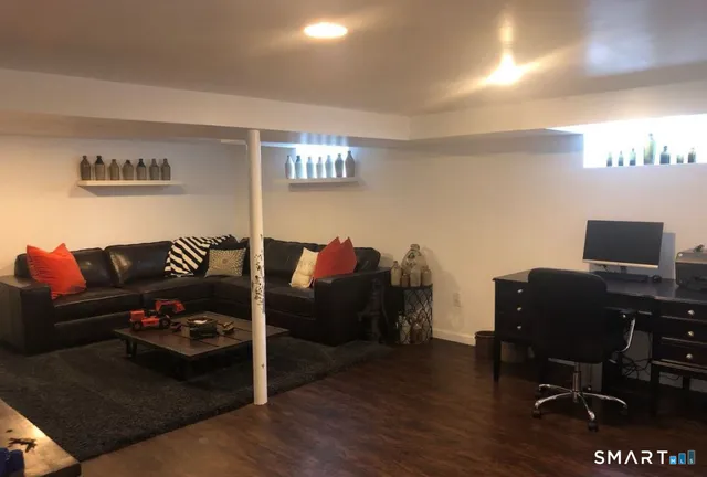 a living room with furniture