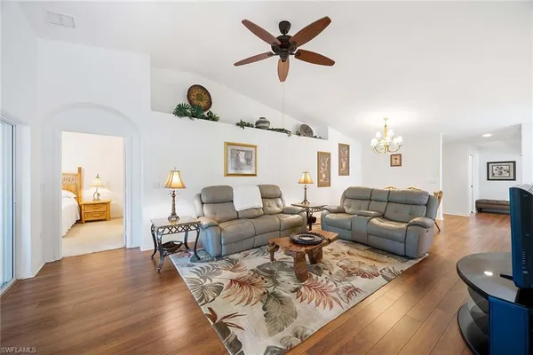 a living room with furniture