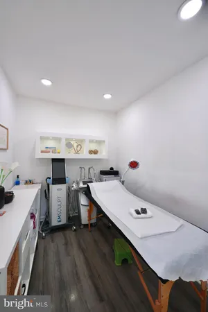 a room with furniture and storage