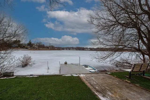 a view of a yard with an outdoor space