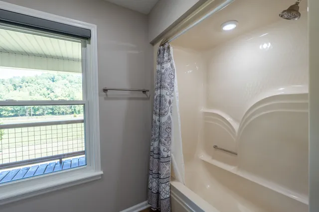 a bathroom with a shower