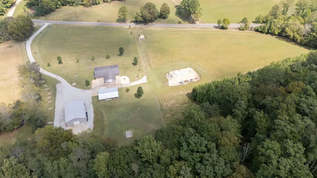 an aerial view of a house