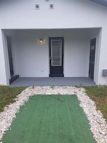 a view of wooden door