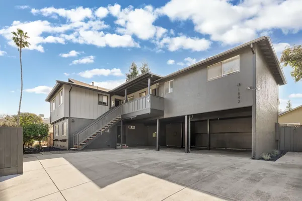 a view of a house with a garage