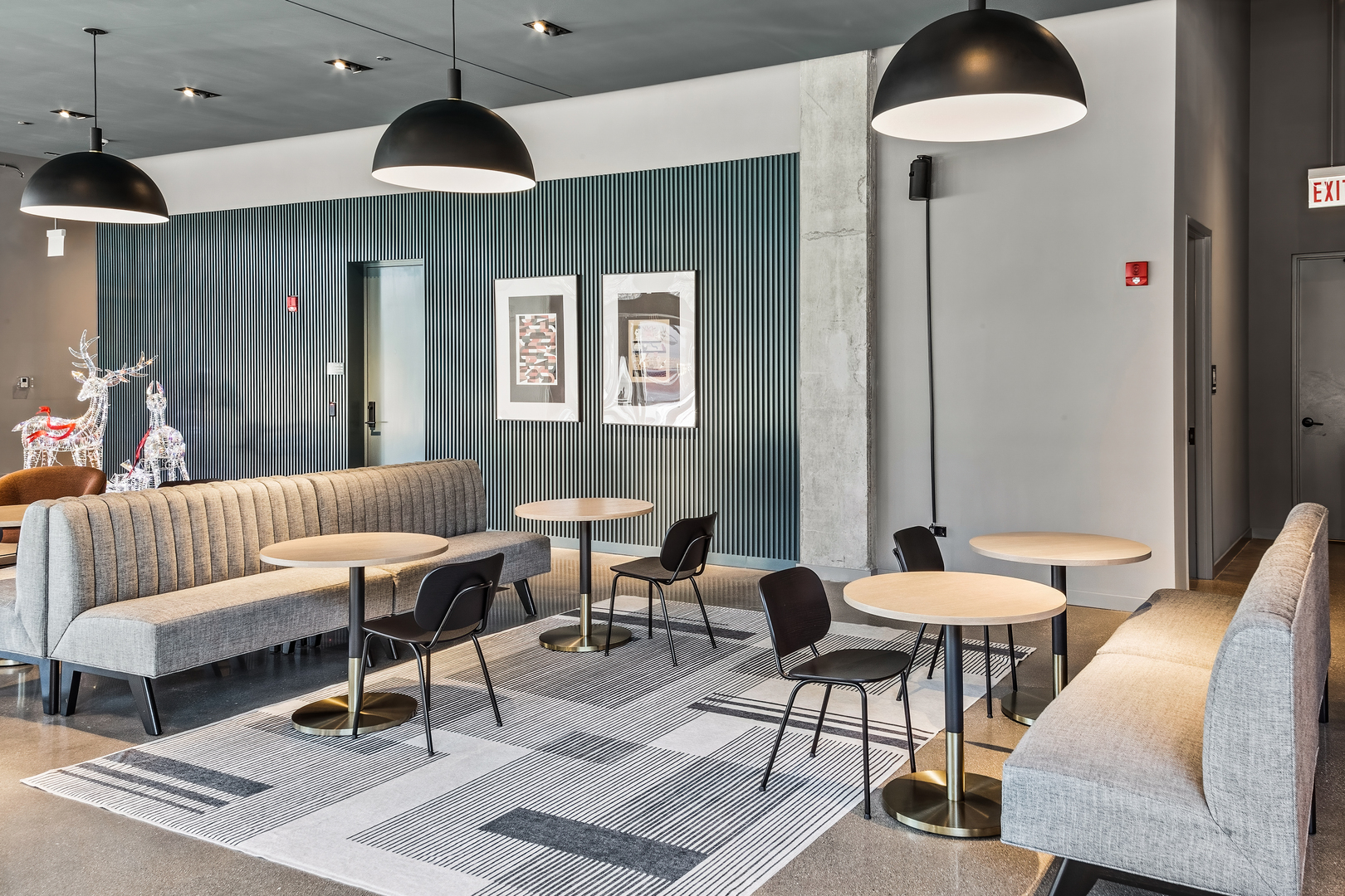 411 West Chicago Avenue, Unit C806 Chicago, IL 60654 - Photo 16 of 16 a living room with furniture and a chandelier