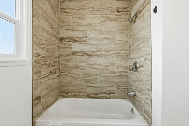 a bathroom with a bathtub
