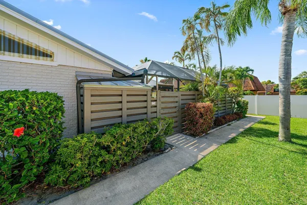 a view of a backyard with plants