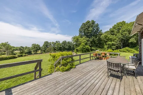 a view of a lake with a big yard