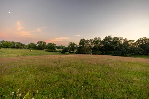 a view of a green field with clear sky