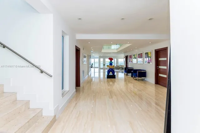 a bathroom with a shower and a mirror