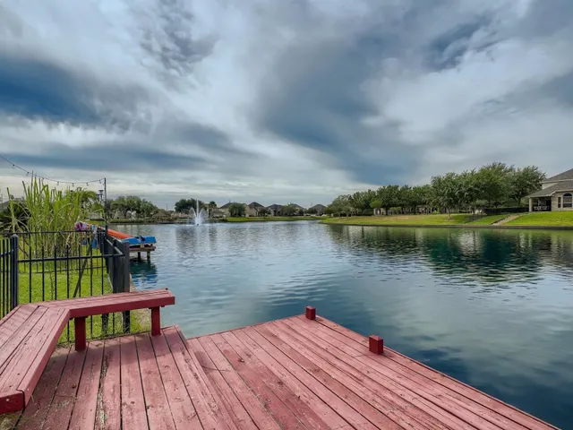 a view of a lake with boats