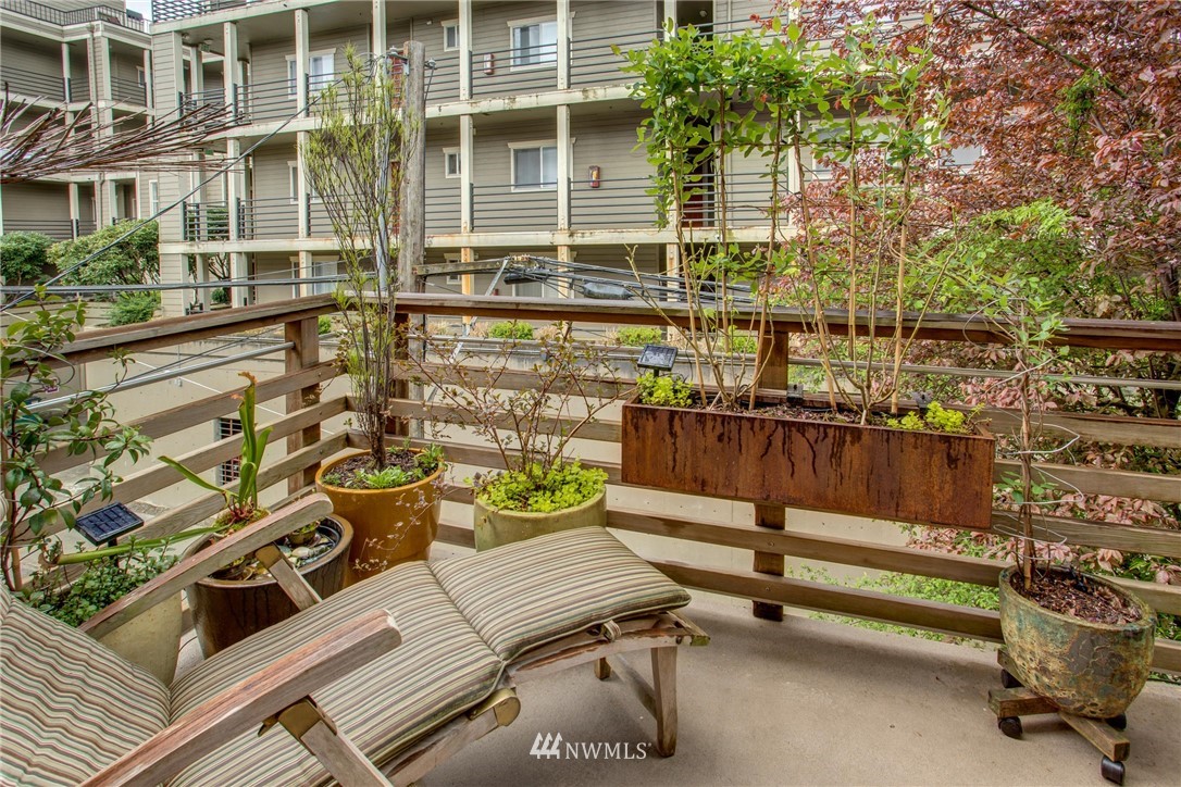 921 North 35th Street, Unit C Seattle, WA 98103 - Photo 4 of 17 a view of balcony with couple of couches and wooden floor
