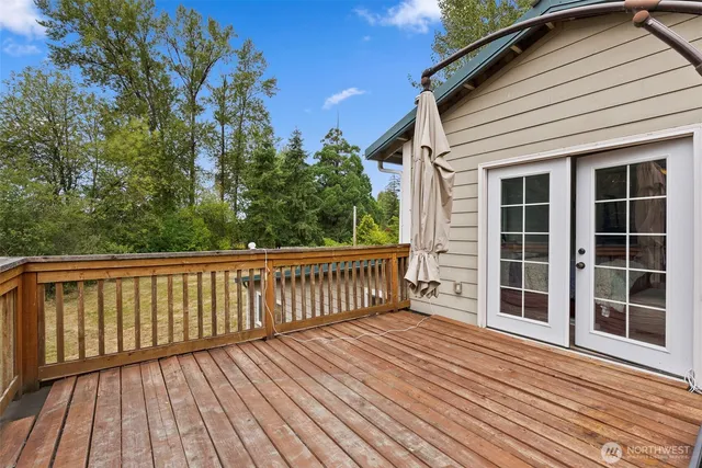 a view of wooden deck