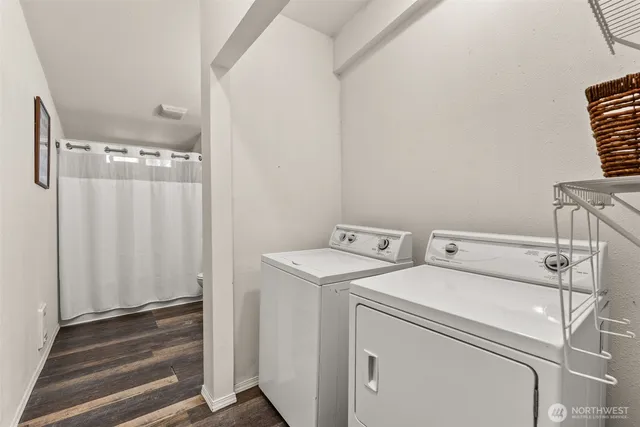 a utility room with dryer and washer
