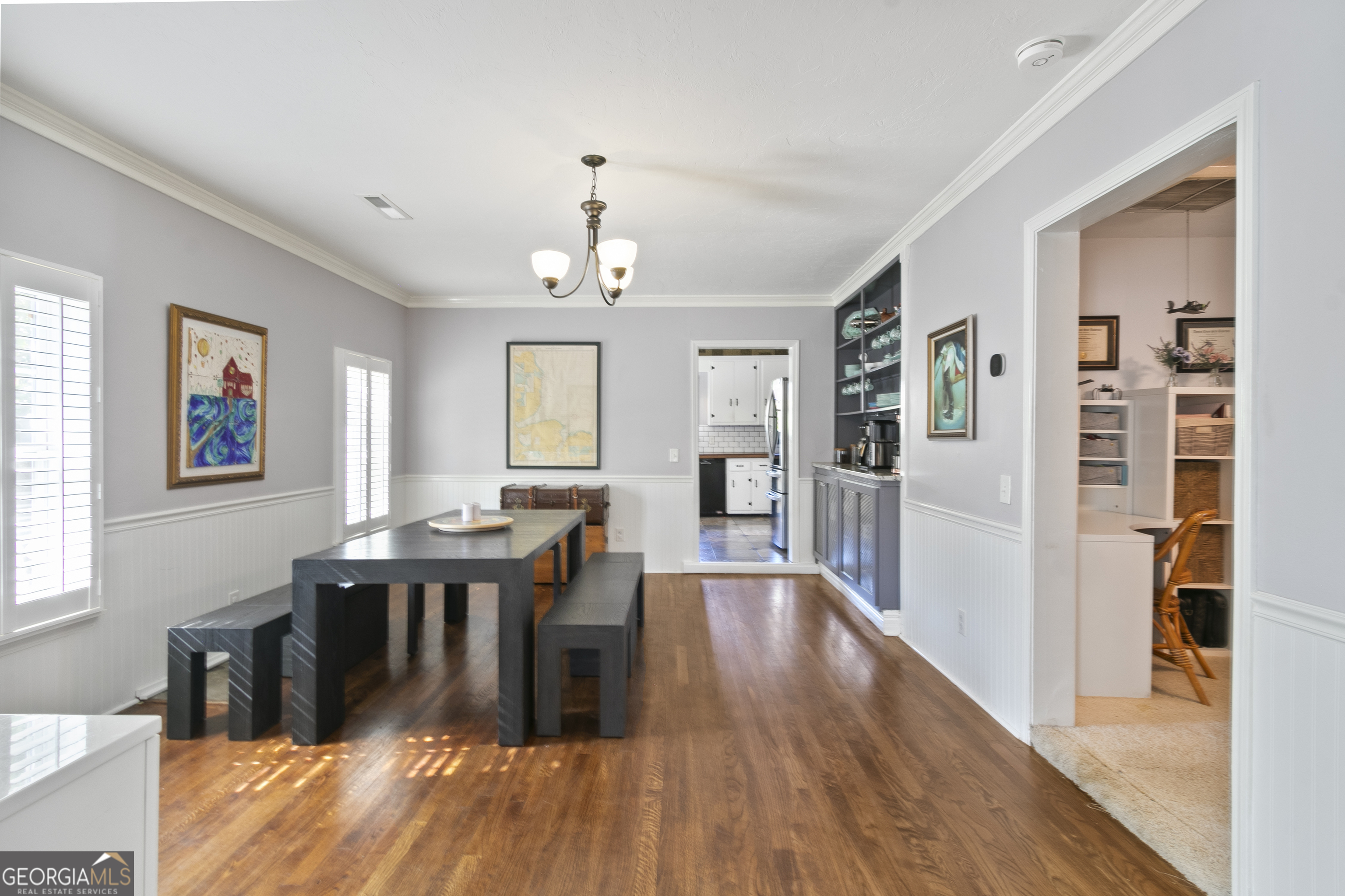 61 Clark Street Newnan, GA 30263 - Photo 2 of 37 a view of a dining room with furniture and wooden floor