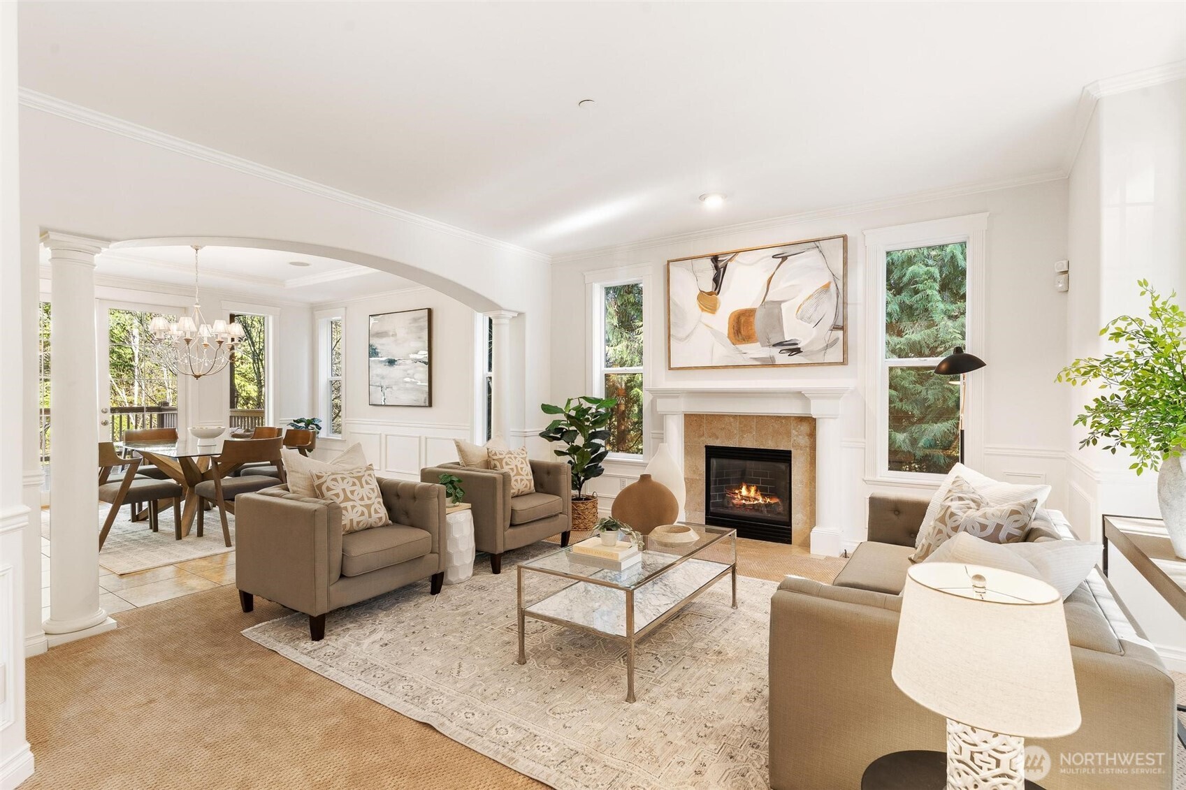 16454 108th Avenue Northeast Bothell, WA 98011 - Photo 4 of 40 a living room with furniture fireplace and a large window