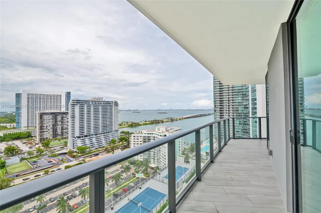 a view of city from a balcony