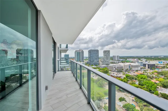 a view of a city from a balcony
