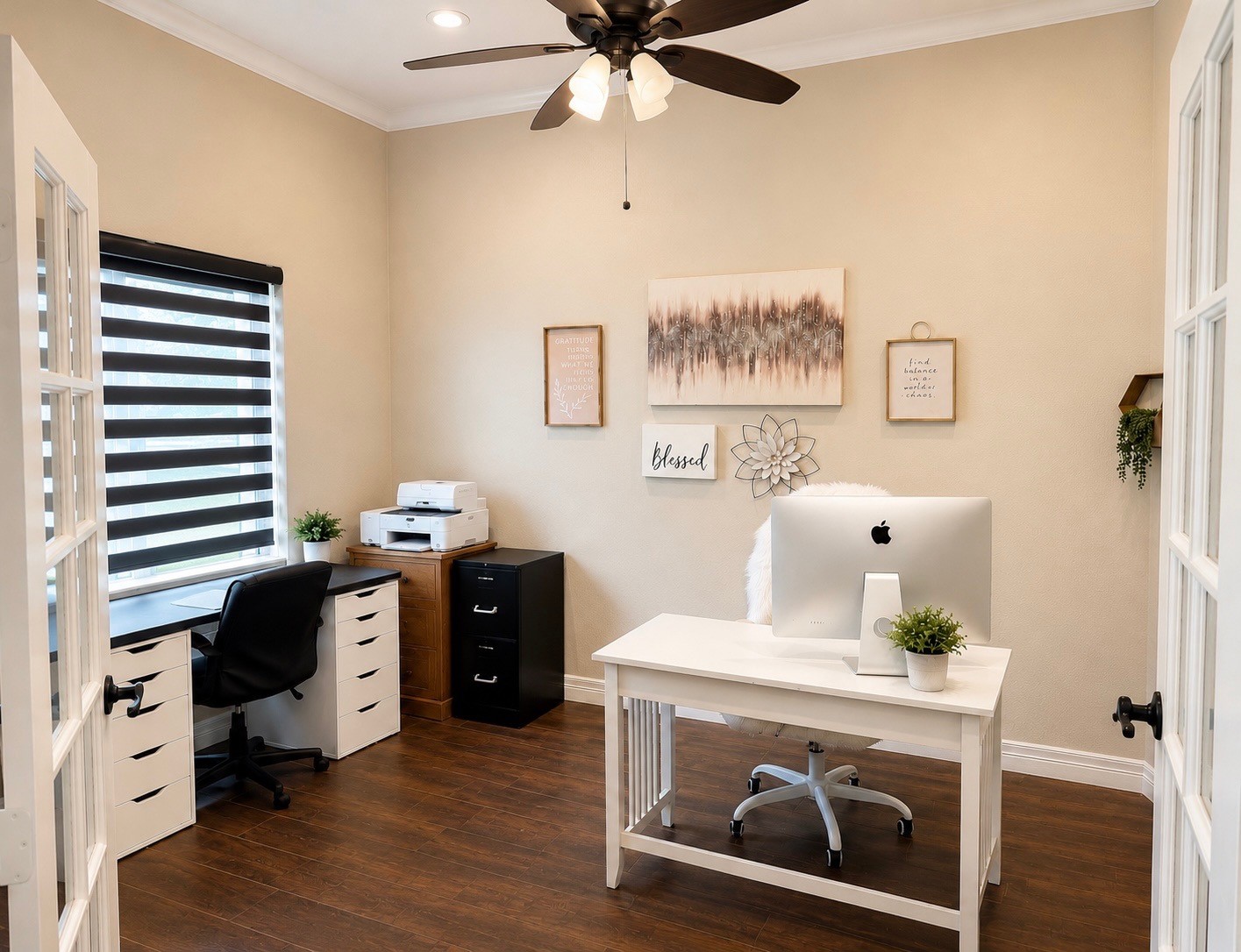 27656 Rio Blanco Drive Splendora, TX 77372 - Photo 7 of 18 French doors welcome you into the home office. Bright, neutral colors with wood-look floors create a cozy yet functional workspace.