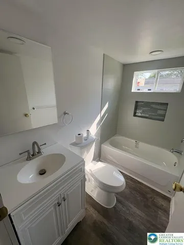a bathroom with a sink a toilet and a bathtub