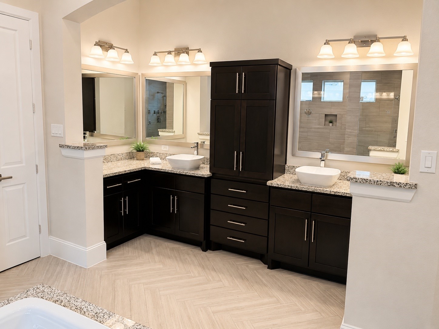 2926 Fairmont Ridge Lane Katy, TX 77494 - Photo 27 of 49 a bathroom with a granite countertop sink and a mirror