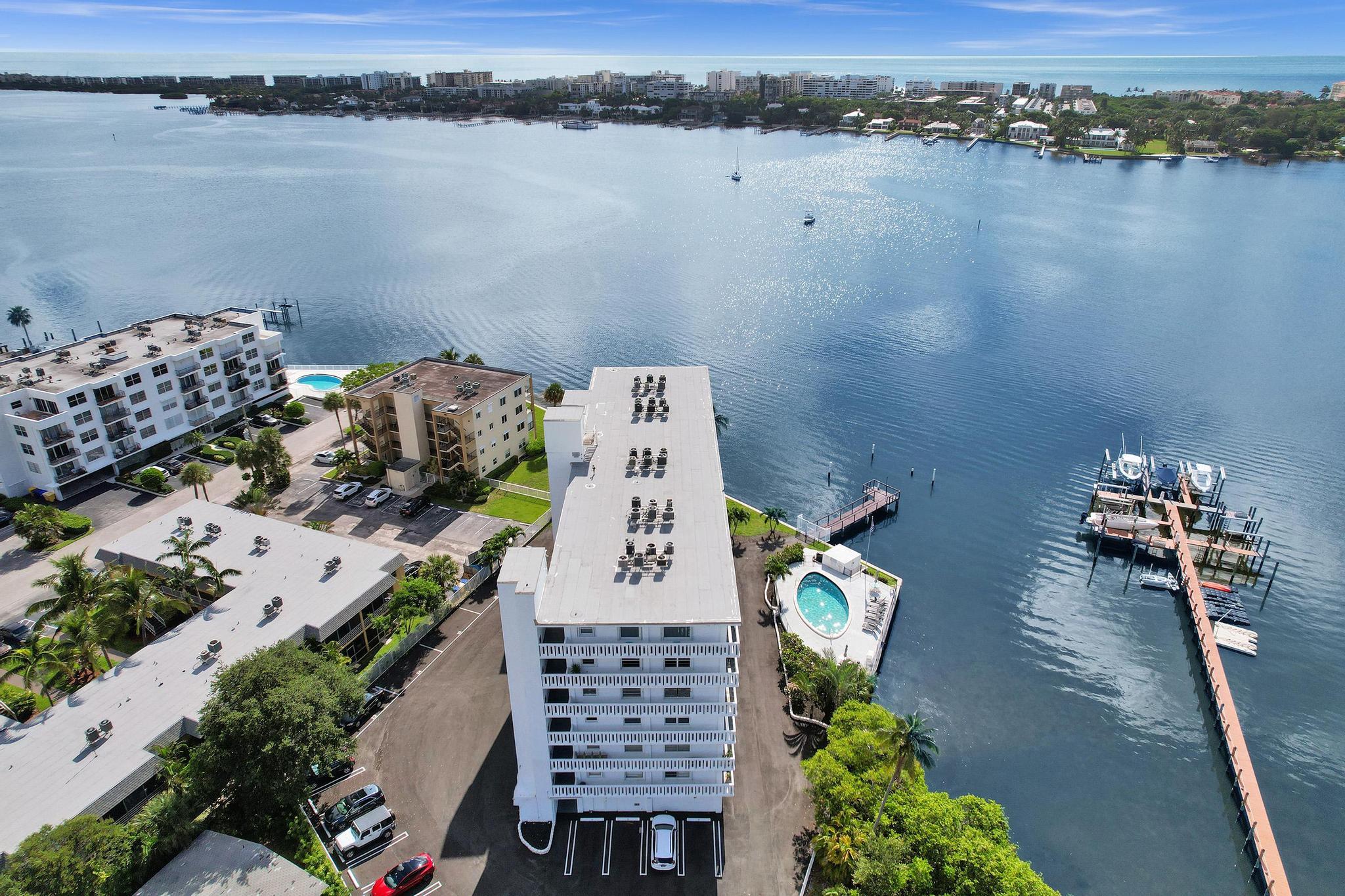 231 East Lantana Road, Unit 204 Lantana, FL 33462 - Photo 60 of 63 an aerial view of a house with outdoor space and lake view