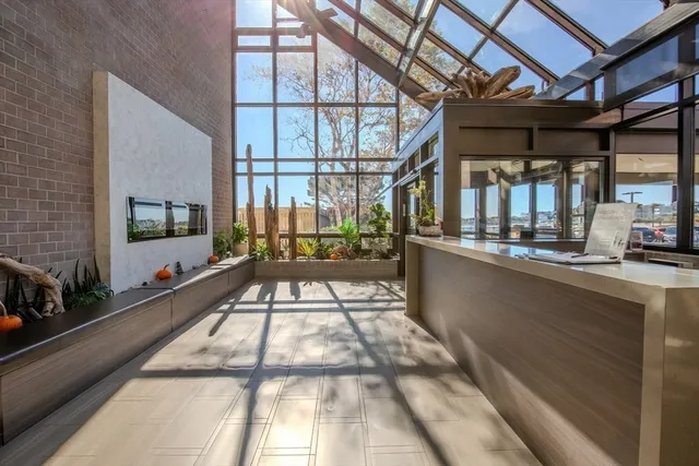 front view of a building with a street