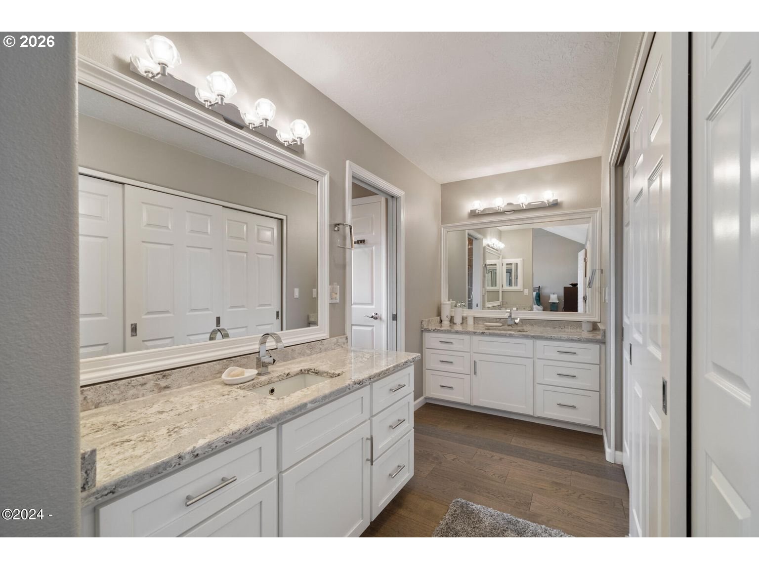 465 Edgewater Depoe Bay, OR 97341 - Photo 21 of 48 a bathroom with a double vanity sink and a mirror