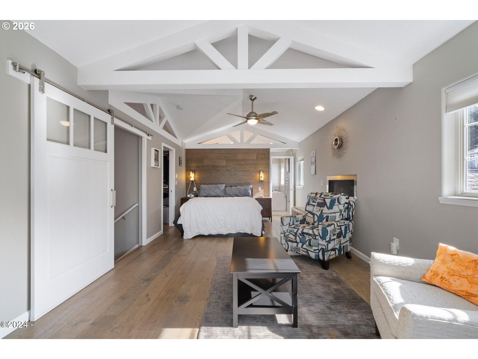 465 Edgewater Depoe Bay, OR 97341 - Photo 32 of 48 a bed room with furniture and a chandelier