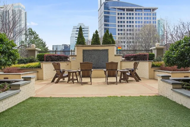 a outdoor view with a sitting space