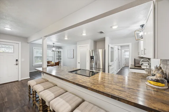 a large kitchen with a lot of counter space