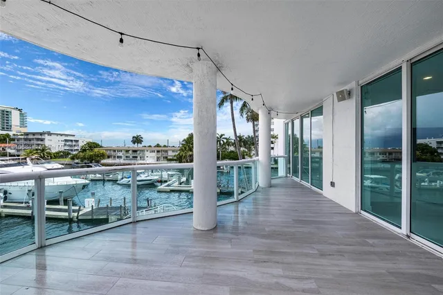 a view of a balcony with lake view