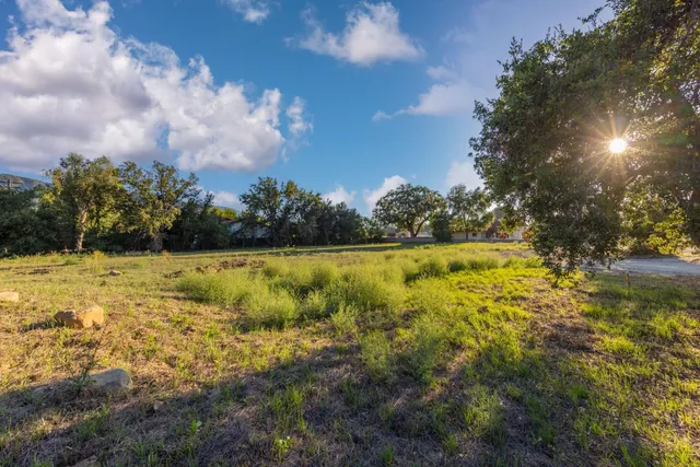 a view of yard with swimming pool and green space