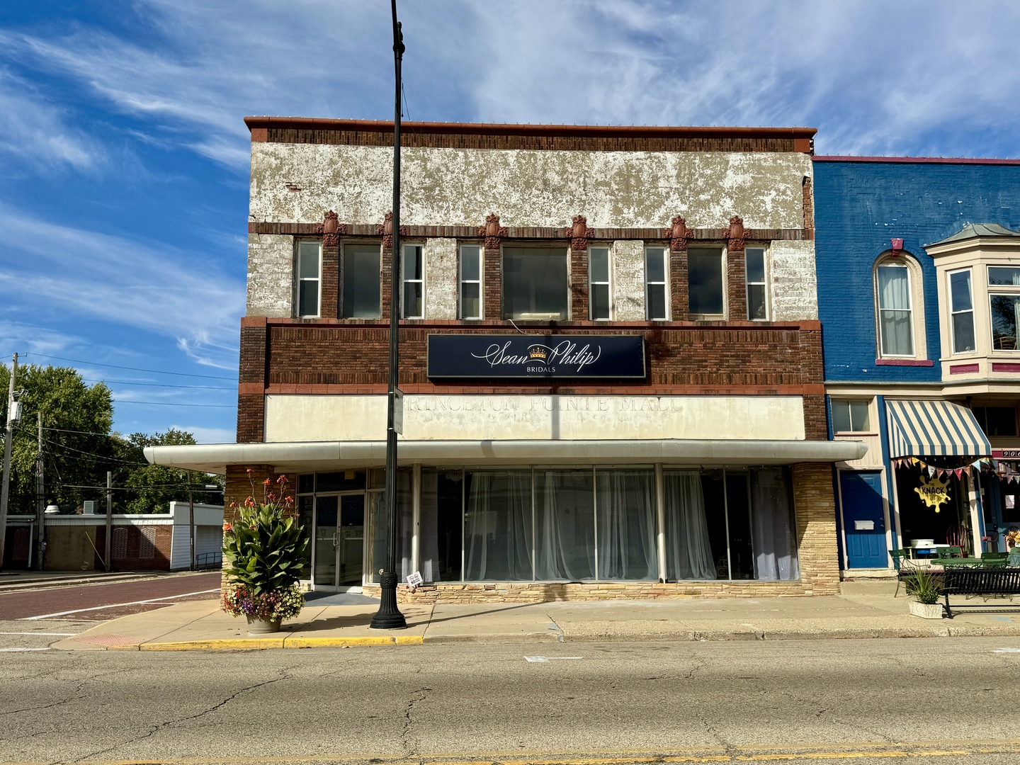 a view of a building with a window