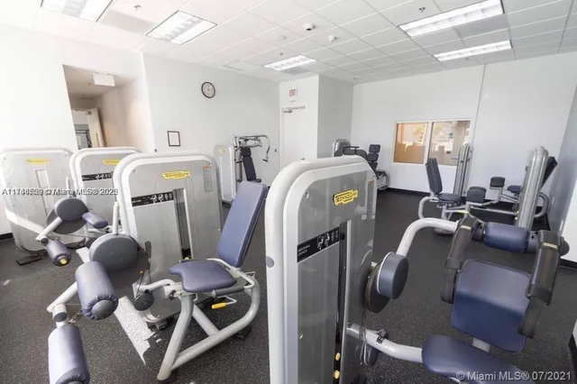 a room with gym equipment