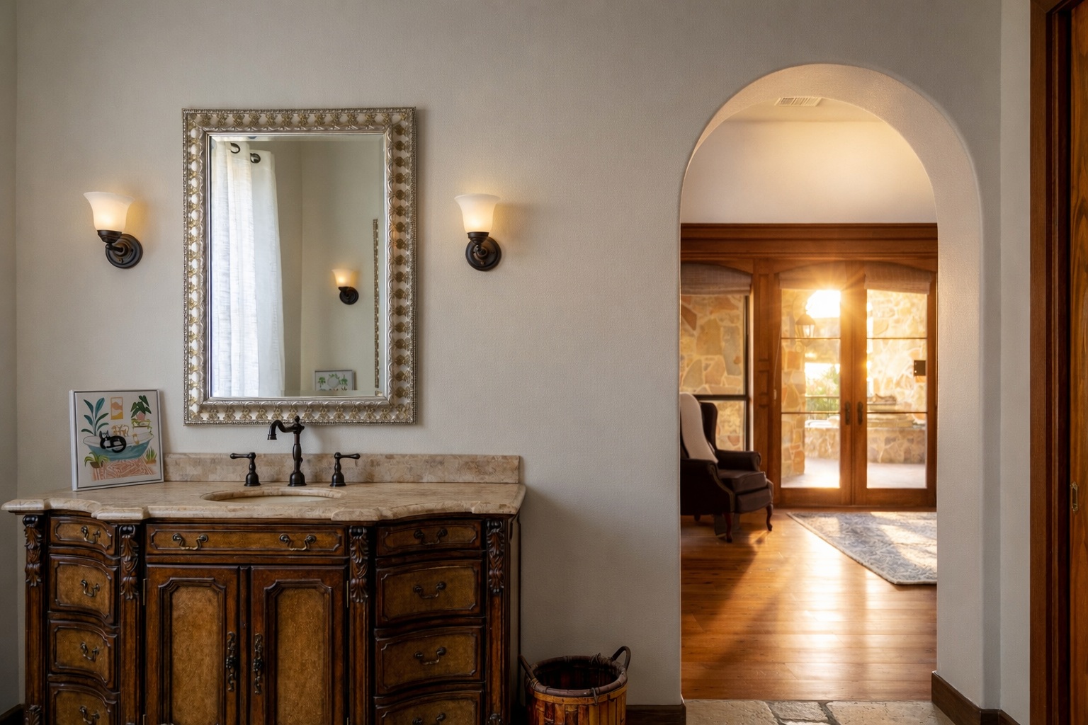 17743 West Reed Park Road Jonestown, TX 78645 - Photo 7 of 18 a bathroom with a sink and a mirror