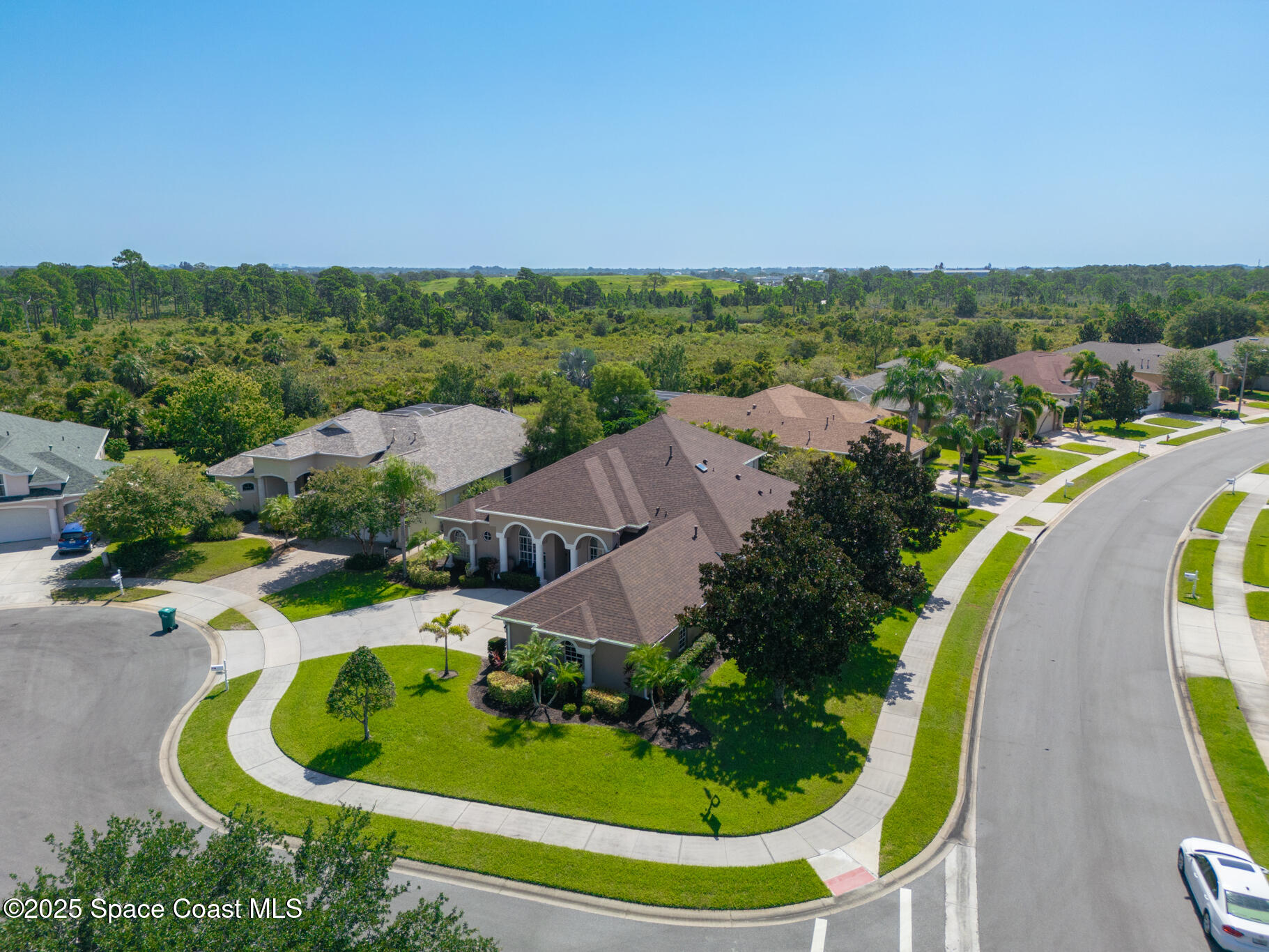 1007 Dowitcher Court Rockledge, FL 32955 - Photo 13 of 106 an aerial view of lake residential house with swimming pool and green space