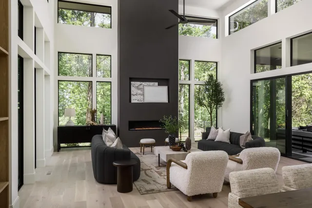 a living room with furniture